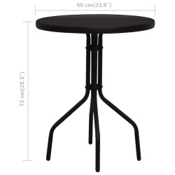 3-tlg. Bistro-Set PVC Rattan Schwarz