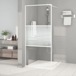 Duschwand für Begehbare Dusche Weiß 90x195 cm ESG-Klarglas