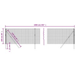 Maschendrahtzaun Anthrazit 1x10 m Verzinkter Stahl