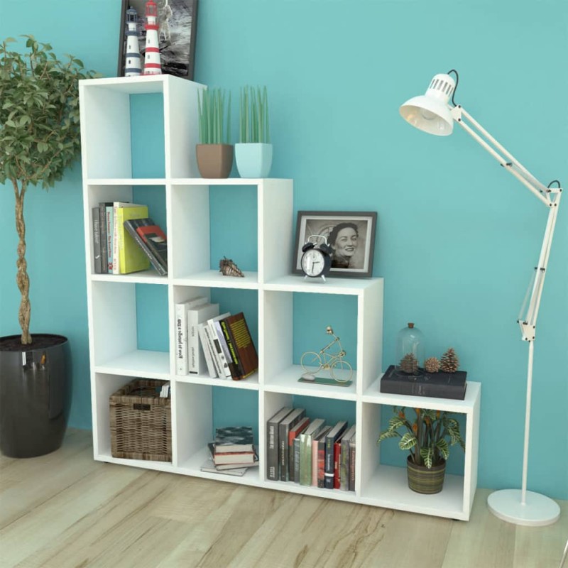 Treppenregal Bücherregal 142 cm Weiß