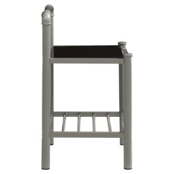 Nachttisch Grau und Schwarz 45x34,5x62,5 cm Metall und Glas