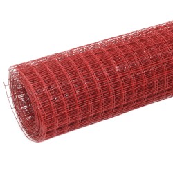 Drahtzaun Stahl mit PVC-Beschichtung 25x1,5 m Rot