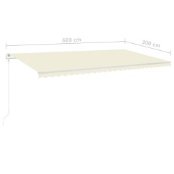 Markise Manuell Einziehbar mit LED 6x3 m Creme