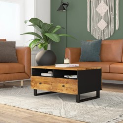 Couchtisch 80x54x40 cm Massivholz Mango & Holzwerkstoff