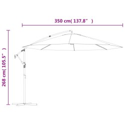 Ampelschirm mit Aluminium-Mast 350 cm Schwarz