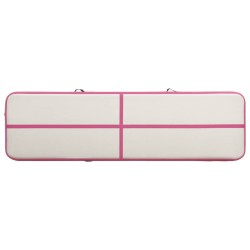 Aufblasbare Gymnastikmatte mit Pumpe 600x100x15 cm PVC Rosa