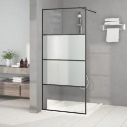 Duschwand für Begehbare Dusche Schwarz 90x195cm Halbmatt ESG