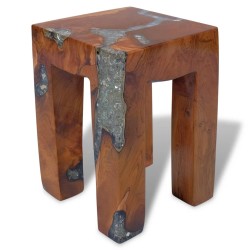 Hocker Massivholz Teak und Harz