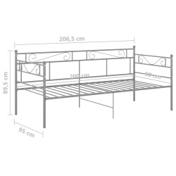 Schlafsofa Bettgestell Grau Metall 90x200 cm