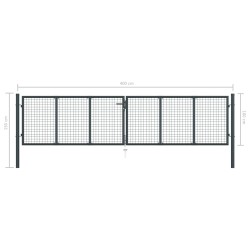 Mesh-Gartentor Verzinkter Stahl 400 x 150 cm Grau