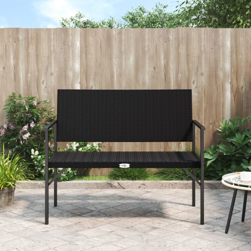 Gartenbank 2-Sitzer Schwarz Poly Rattan