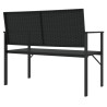 Gartenbank 2-Sitzer Schwarz Poly Rattan