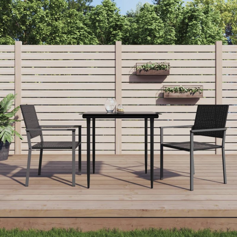 Gartenstühle 2 Stk. Schwarz 54x62,5x89 cm Poly Rattan