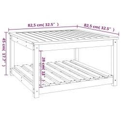 Gartentisch Schwarz 82,5x82,5x45 cm Massivholz Kiefer