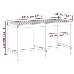 Gartentisch 203,5x90x110 cm Massivholz Douglasie