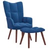 Relaxsessel mit Hocker Blau Samt