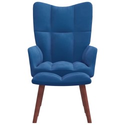 Relaxsessel mit Hocker Blau Samt