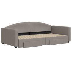 Tagesbett Ausziehbar mit Schubladen Taupe 100x200 cm Stoff