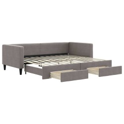 Tagesbett Ausziehbar mit Schubladen Taupe 90x200 cm Stoff