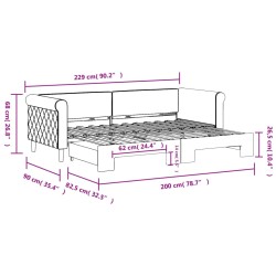 Tagesbett Ausziehbar Schwarz 80x200 cm Samt