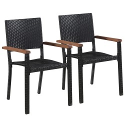 Gartenstühle 2 Stk. Poly-Rattan Schwarz