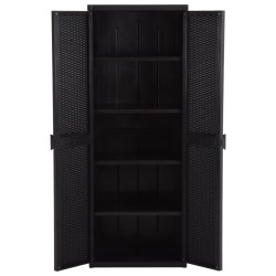 Gartenschrank Schwarz 65x45x172 cm PP Rattan