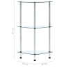 Regal mit 3 Ablagen Transparent 30x30x67 cm Hartglas