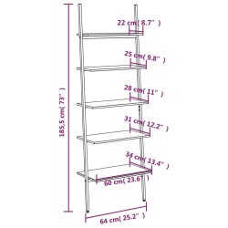 Leiterregal mit 5 Böden Schwarz 64x34x185,5 cm