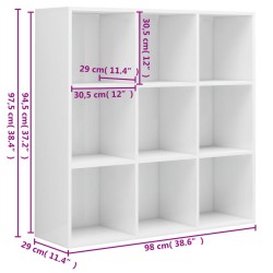 Bücherregal Hochglanz-Weiß 98x30x98 cm Holzwerkstoff