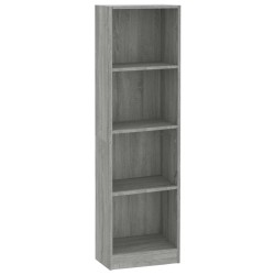 Bücherregal 4 Fächer Grau Sonoma 40x24x143 cm Holzwerkstoff