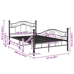 Bett Schwarz Metall 120x200 cm