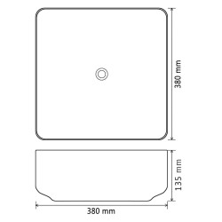 Waschbecken Keramik Quadratisch Schwarz 38 x 38 x 13,5 cm