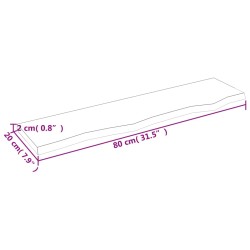 Wandregal Dunkelbraun 80x20x2 cm Massivholz Eiche Behandelt