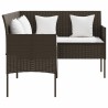 5-tlg. Sofagarnitur in L-Form mit Kissen Poly Rattan Braun