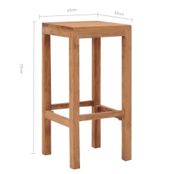 Barhocker 2 Stk. Massivholz Teak