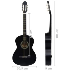 Klassikgitarre für Anfänger Schwarz 4/4 39" Lindenholz