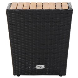 Beistelltisch Schwarz 41,5×41,5×43 cm Poly Rattan & Massivholz