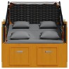 Strandkorb mit Kissen Poly Rattan Massivholz Schwarz Anthrazit