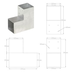 Pfostenverbinder 4 Stk. L-Form Verzinktes Metall 101 x 101 mm