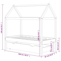 Kinderbett mit Schublade Massivholz Kiefer 80x160 cm