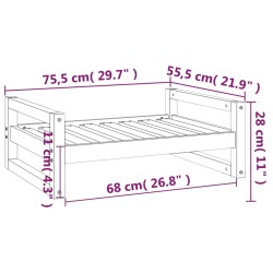 Hundebett Schwarz 75,5x55,5x28 cm Massivholz Kiefer