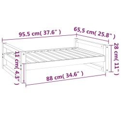 Hundebett Weiß 95,5x65,5x28 cm Massivholz Kiefer