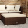 Gartenhocker mit Kissen Braun 70x70x30 cm Poly Rattan