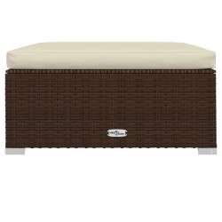 Gartenhocker mit Kissen Braun 70x70x30 cm Poly Rattan