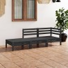 3-tlg. Garten-Lounge-Set Schwarz Massivholz Kiefer