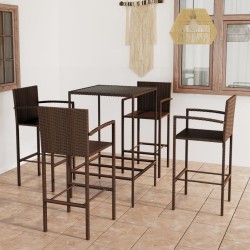 5-tlg. Gartenbar-Set Poly Rattan Braun