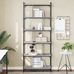 Bücherregal 6 Böden Grau Sonoma 76x32x192 cm Holzwerkstoff