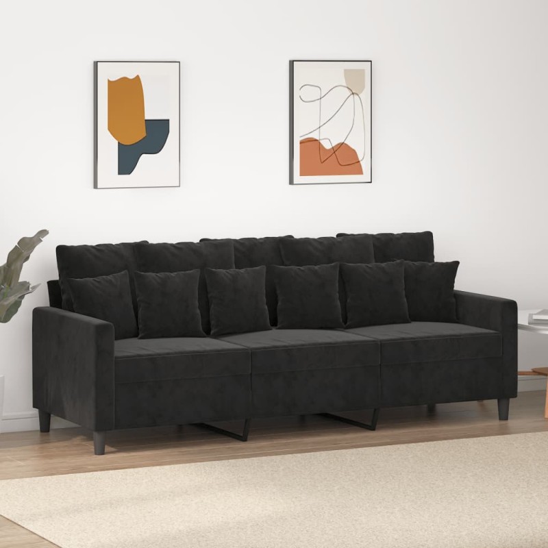 3-Sitzer-Sofa Schwarz 180 cm Samt