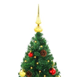 Künstlicher Weihnachtsbaum mit Beleuchtung & Kugeln Grün 210 cm