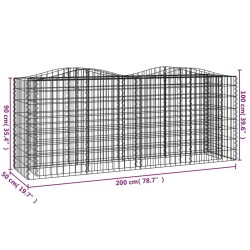 Gabionen-Hochbeet mit Hochbogen 200x50x100 cm Verzinktes Eisen